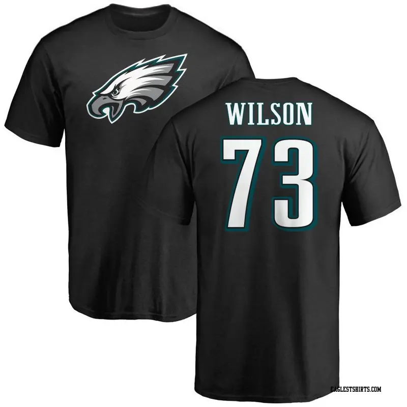 Men's Philadelphia Eagles ＃73 Marvin Wilson Black Name & Number Logo T-Shirt