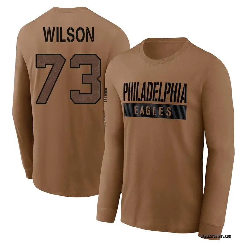 Men's Philadelphia Eagles ＃73 Marvin Wilson Brown 2023 Salute To Service Long Sleeve T-Shirt