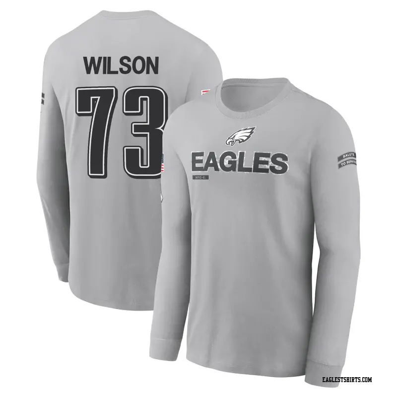 Men's Philadelphia Eagles ＃73 Marvin Wilson Gray 2024 Salute to Service Long Sleeve T-Shirt