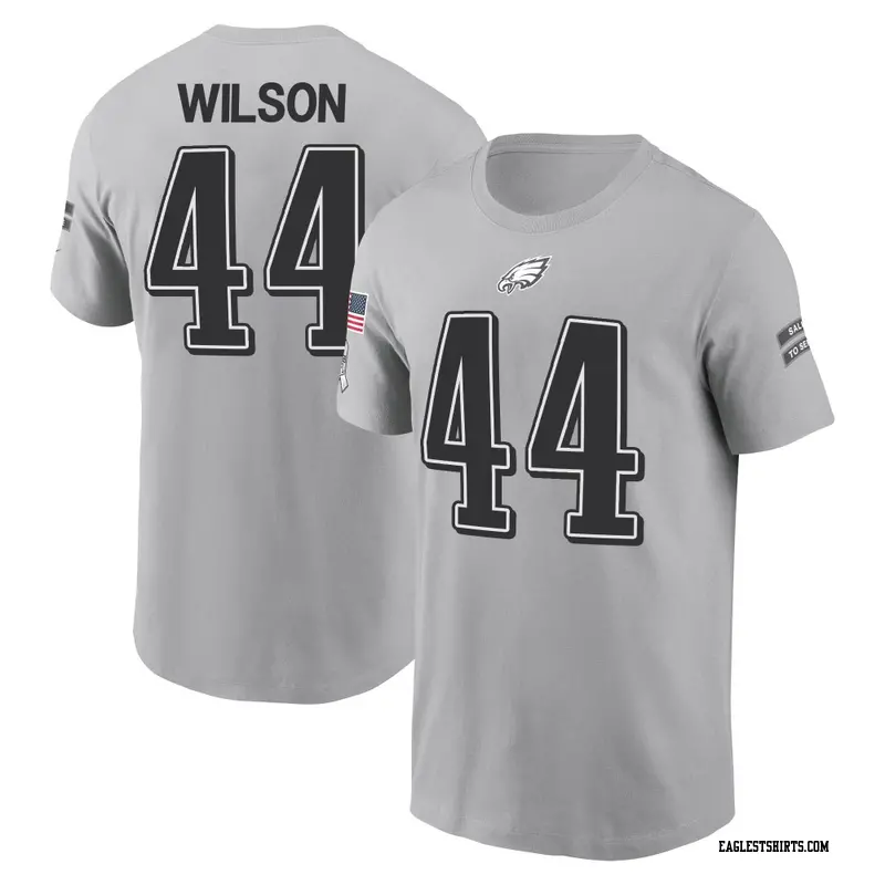 Men's Philadelphia Eagles ＃73 Marvin Wilson Gray 2024 Salute to Service Name & Number T-Shirt