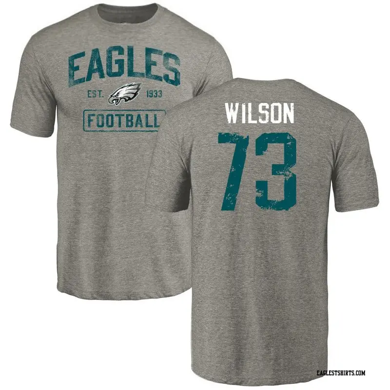 Men's Philadelphia Eagles ＃73 Marvin Wilson Gray Distressed Name & Number T-Shirt