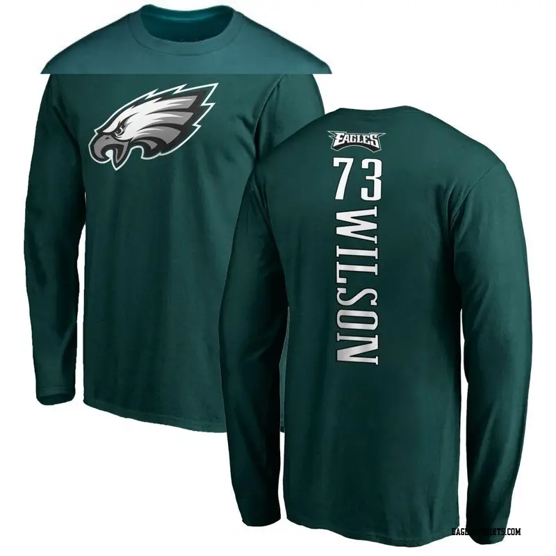 Men's Philadelphia Eagles ＃73 Marvin Wilson Green Backer Long Sleeve T-Shirt