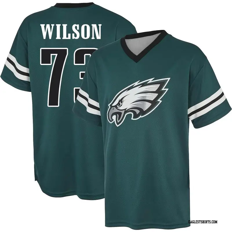 Men's Philadelphia Eagles ＃73 Marvin Wilson Green Midnight Name & Number Game Day V-Neck T-Shirt