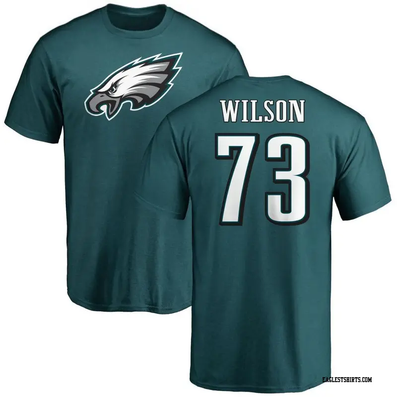 Men's Philadelphia Eagles ＃73 Marvin Wilson Green Name & Number Logo T-Shirt