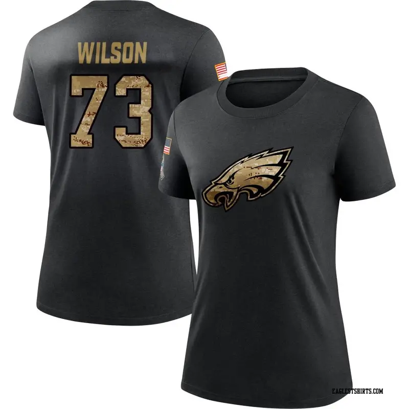 Women's Philadelphia Eagles ＃73 Marvin Wilson Black 2020 Salute To Service Performance T-Shirt