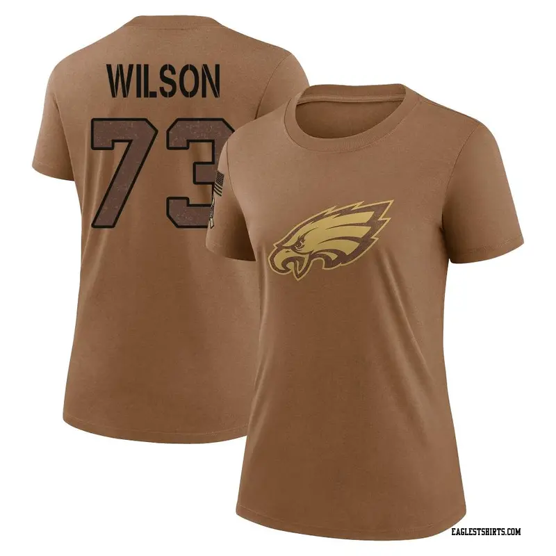 Women's Philadelphia Eagles ＃73 Marvin Wilson Brown 2023 Salute To Service Performance T-Shirt