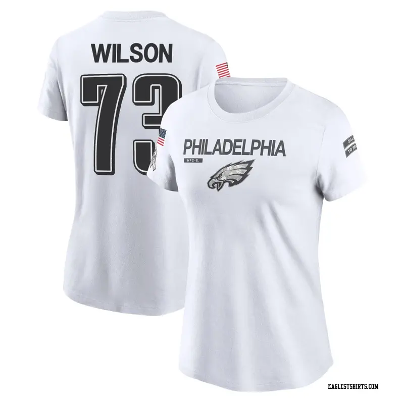 Women's Philadelphia Eagles ＃73 Marvin Wilson White 2024 Salute to Service Performance T-Shirt