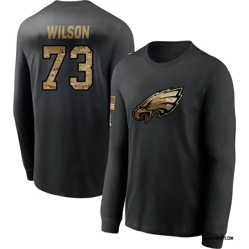 Youth Philadelphia Eagles ＃73 Marvin Wilson Black 2020 Salute To Service Sideline Performance Long Sleeve T-Shirt